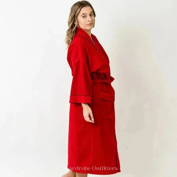 Vintage 70s Warm Red Full Length Kimono Robe - Picture 5 of 9